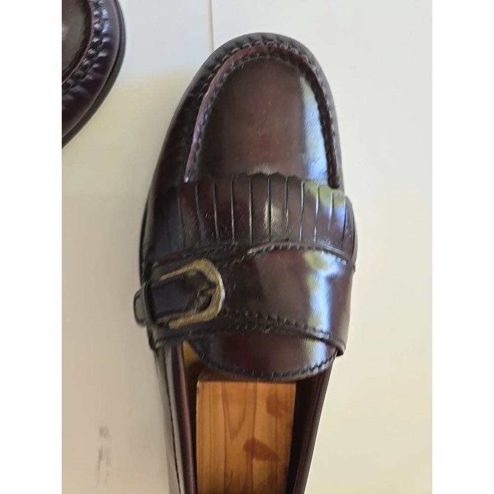 Vintage Cole Haan 8.5 Monk Strap Loafers Burgundy Leather‎ Kiltie Dress  Shoes